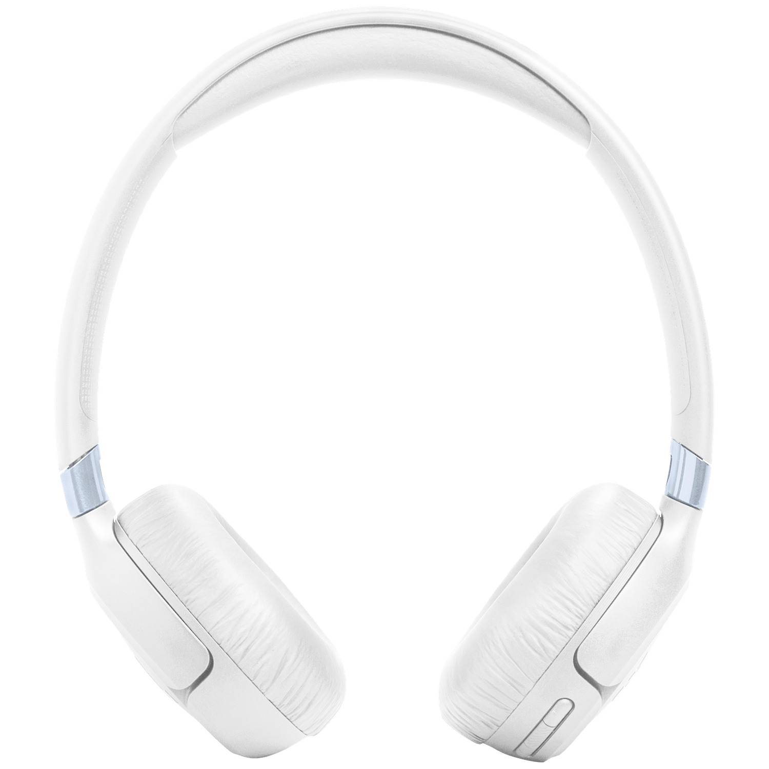 White over-ear headphones with textured earcups and silver accents.