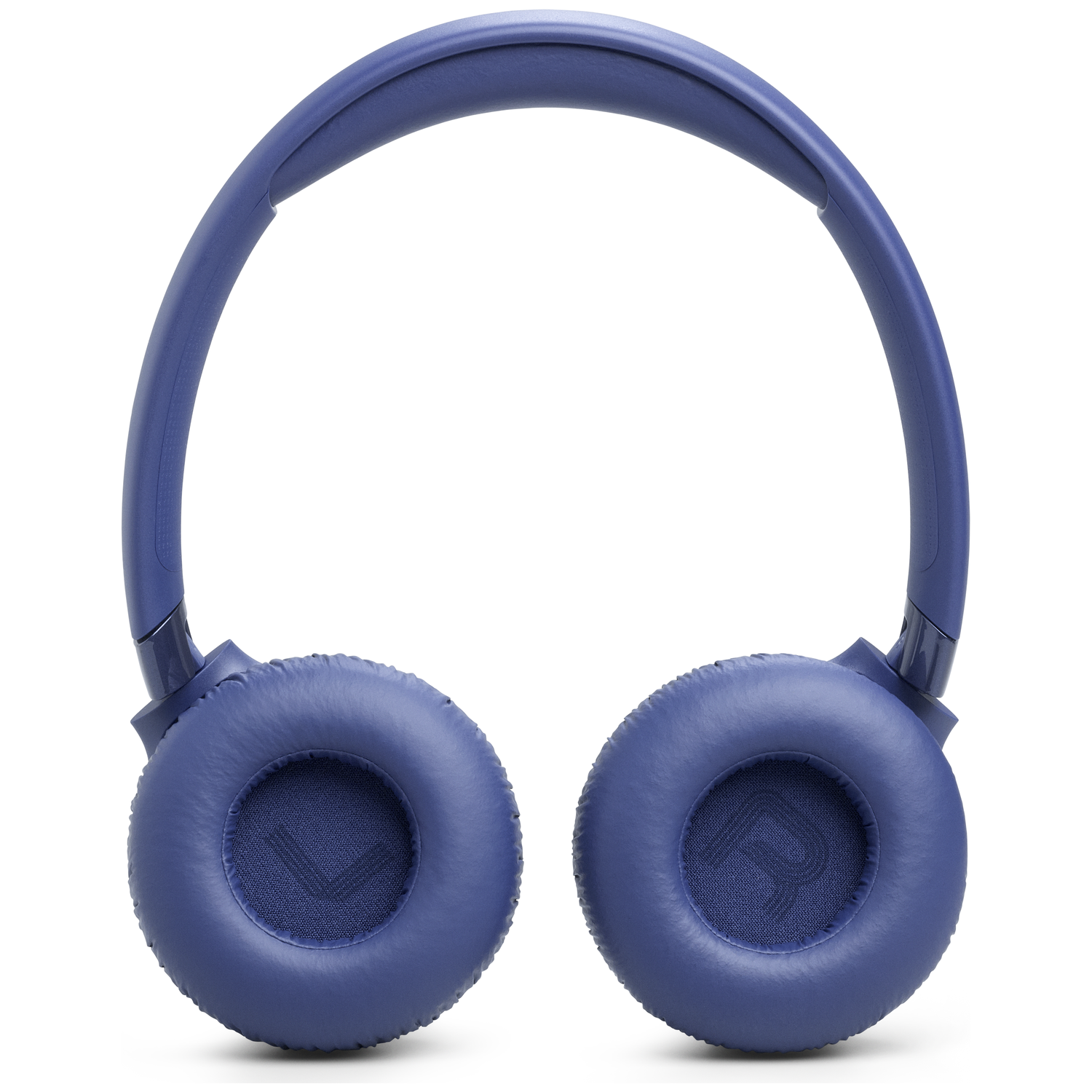 Blue headphones with padded earcups and a headband.