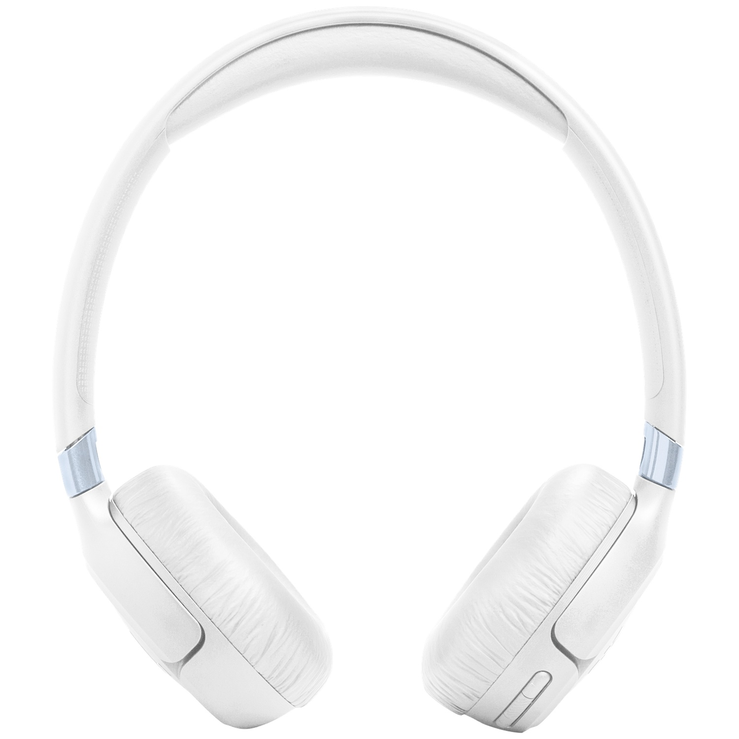 Casque blanc avec accents argentés sur fond blanc.