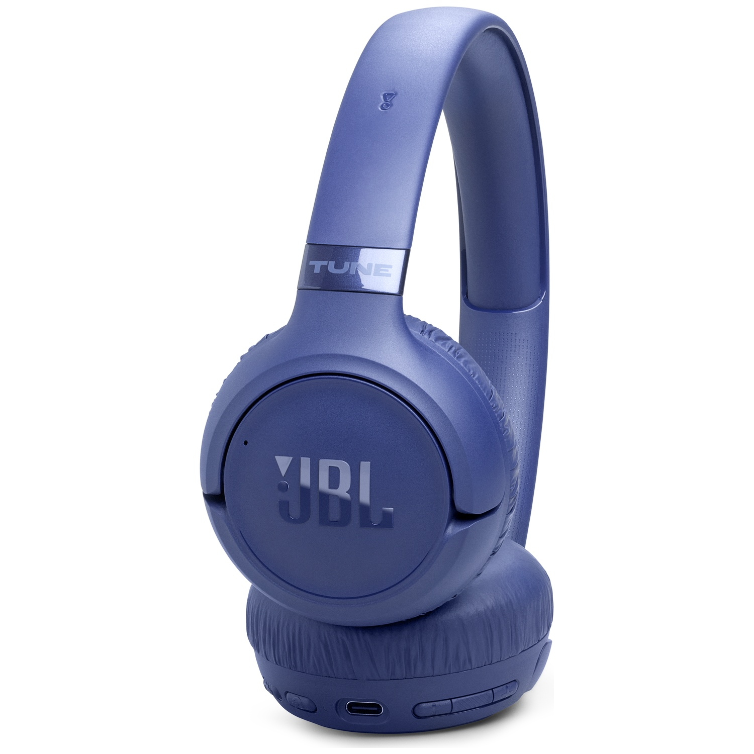 Casque JBL bleu avec inscription 'TUNE' sur l'arceau.