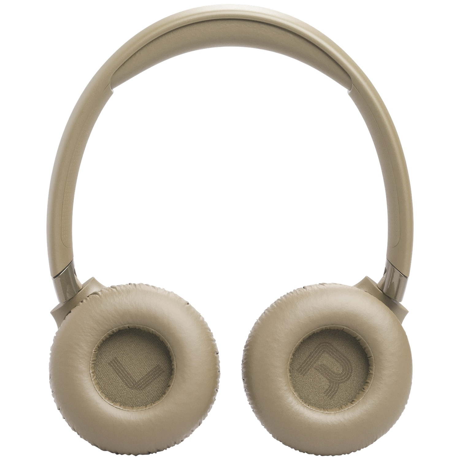 Casque supra-auriculaire beige avec coussinets et arceau rembourrés.