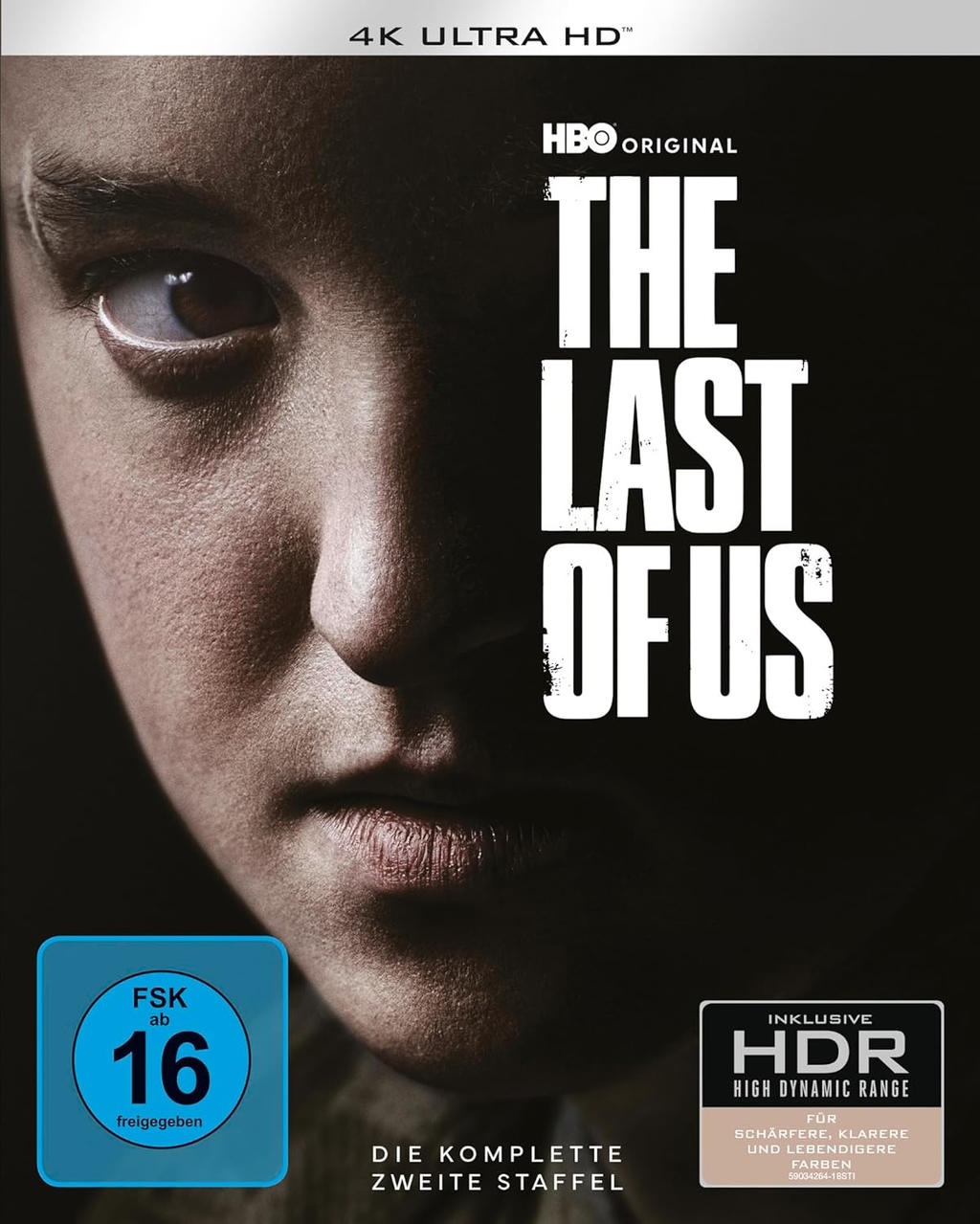 Cover von 'The Last of Us': Nahaufnahme eines Jungen mit FSK 16 und HDR-Logo.