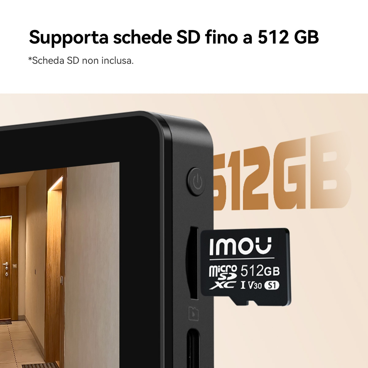 Dispositivo con slot per SD card, capacità 512 GB. SD card non inclusa.