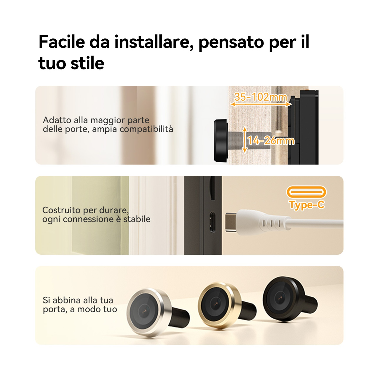 Display del prodotto con misure e connessioni.