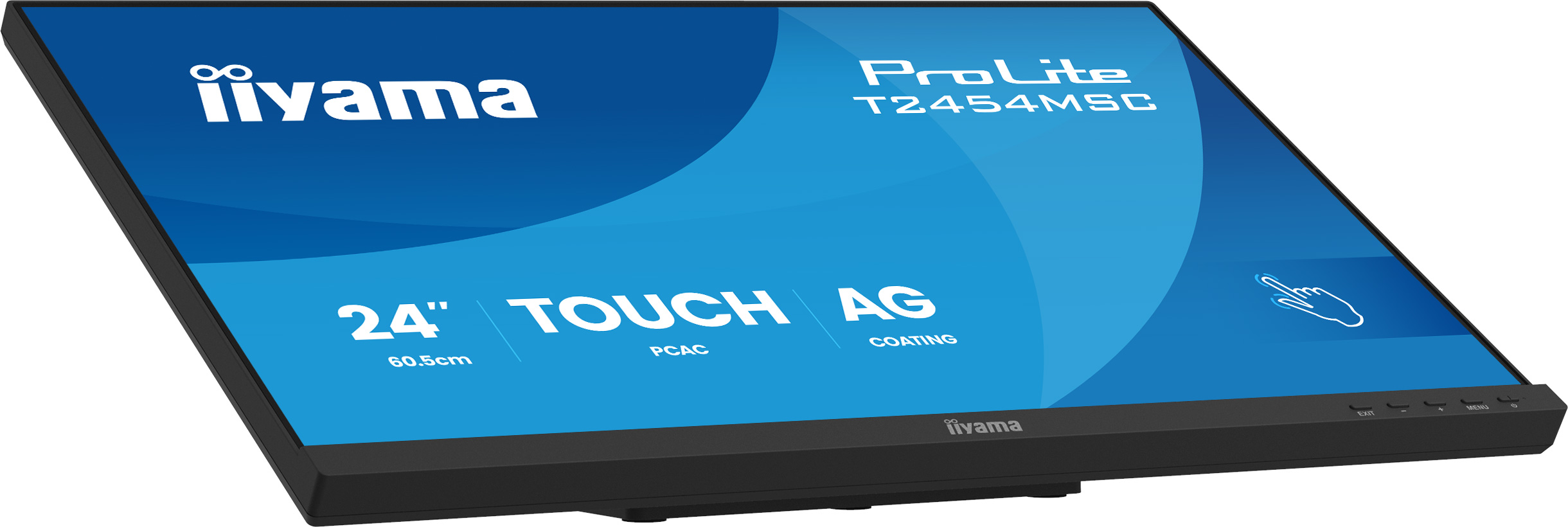 Ein 24-Zoll-Iiyama-Touchscreen-Monitor mit ProLite T2454MSC-Aufschrift.