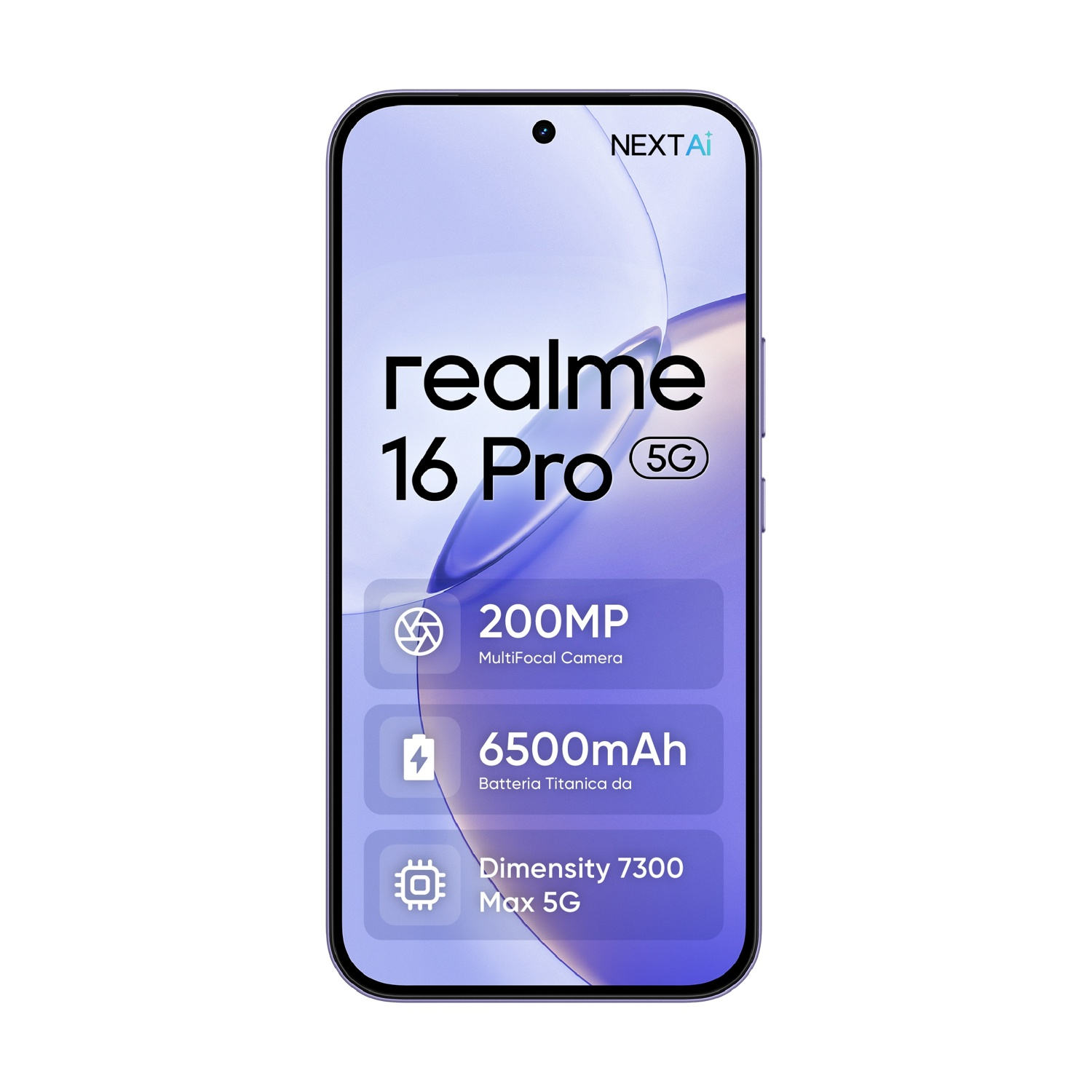 Realme 16 Pro 5G con fotocamera da 200MP e batteria da 6500mAh.