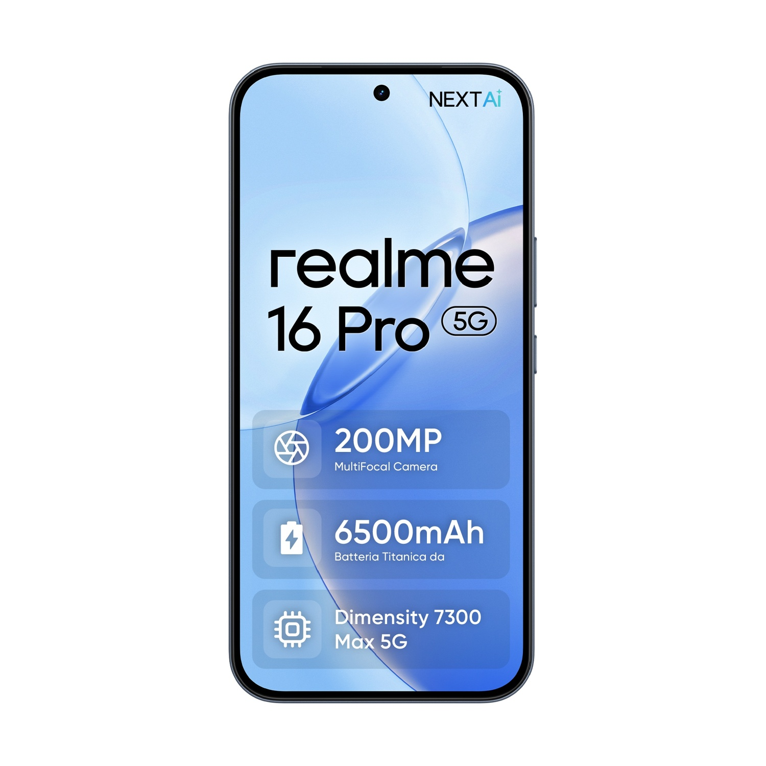Realme 16 Pro 5G con fotocamera da 200MP, batteria da 6500mAh, Dimensity 7300.