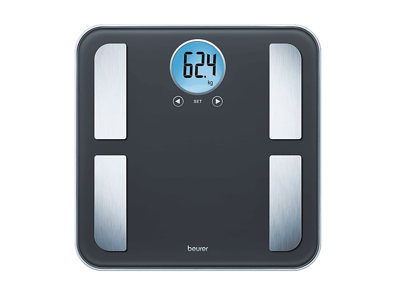 BEURER BF 195 Bilancia Diagnostica che Analizza Grasso, Acqua e Massa Muscolare, Portata 180 kg, Display LCD Retroilluminato Blu
