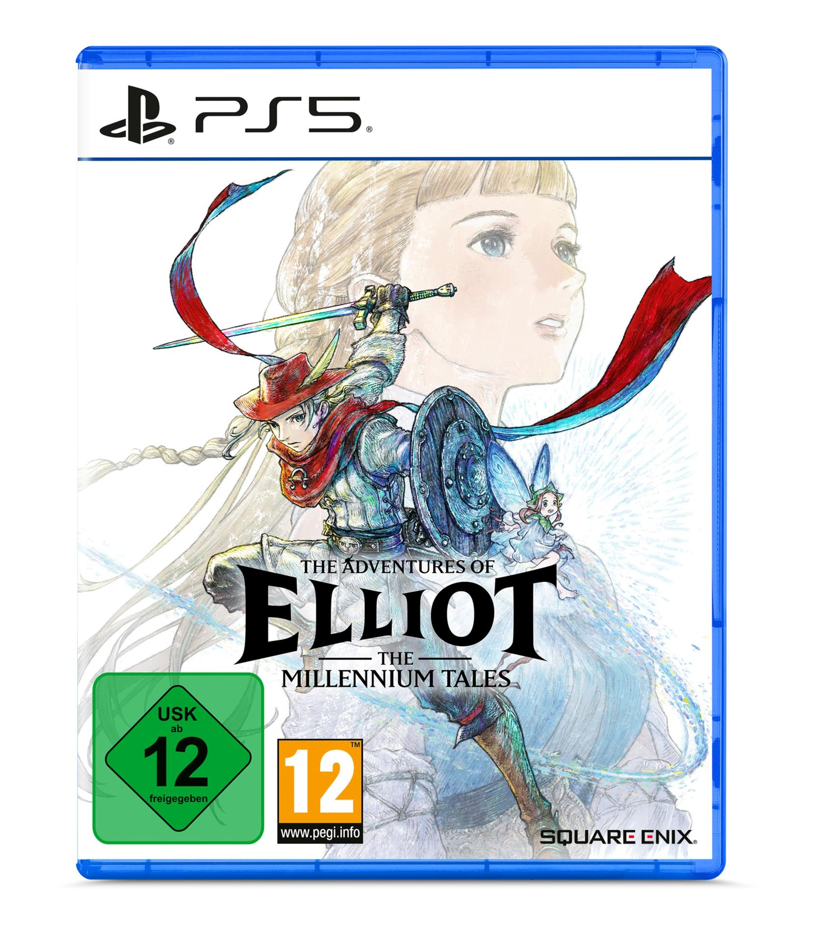 PS5 Spielcover Elliot: Mann mit Schwert, Schild, Fee und USK 12 Siegel.