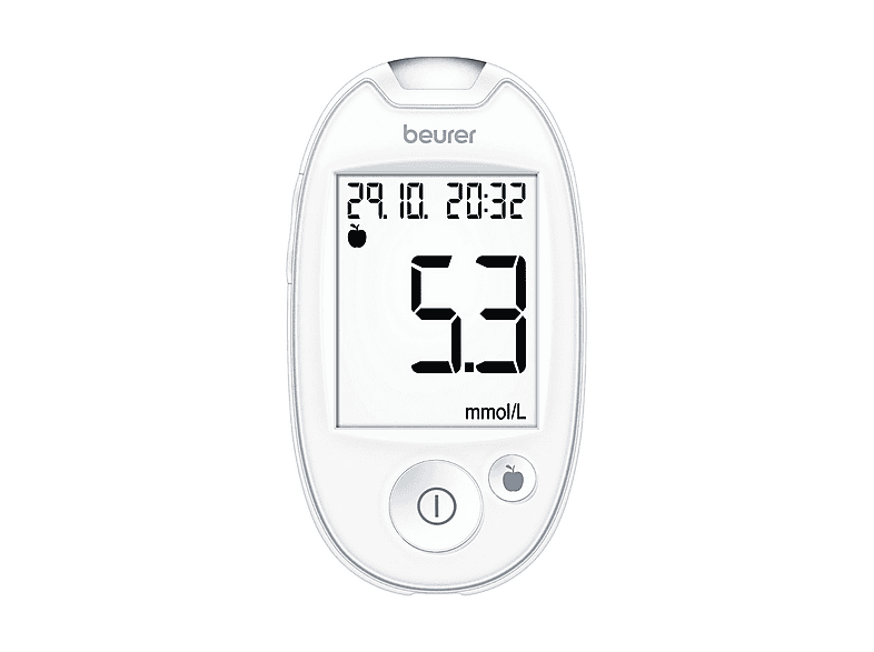 BEURER GL 44 Misuratore di Glicemia, Display XXL, Include 10 Strisce Reattive, Memoria per 480 Misurazioni, Risultato in 5 Secondi
