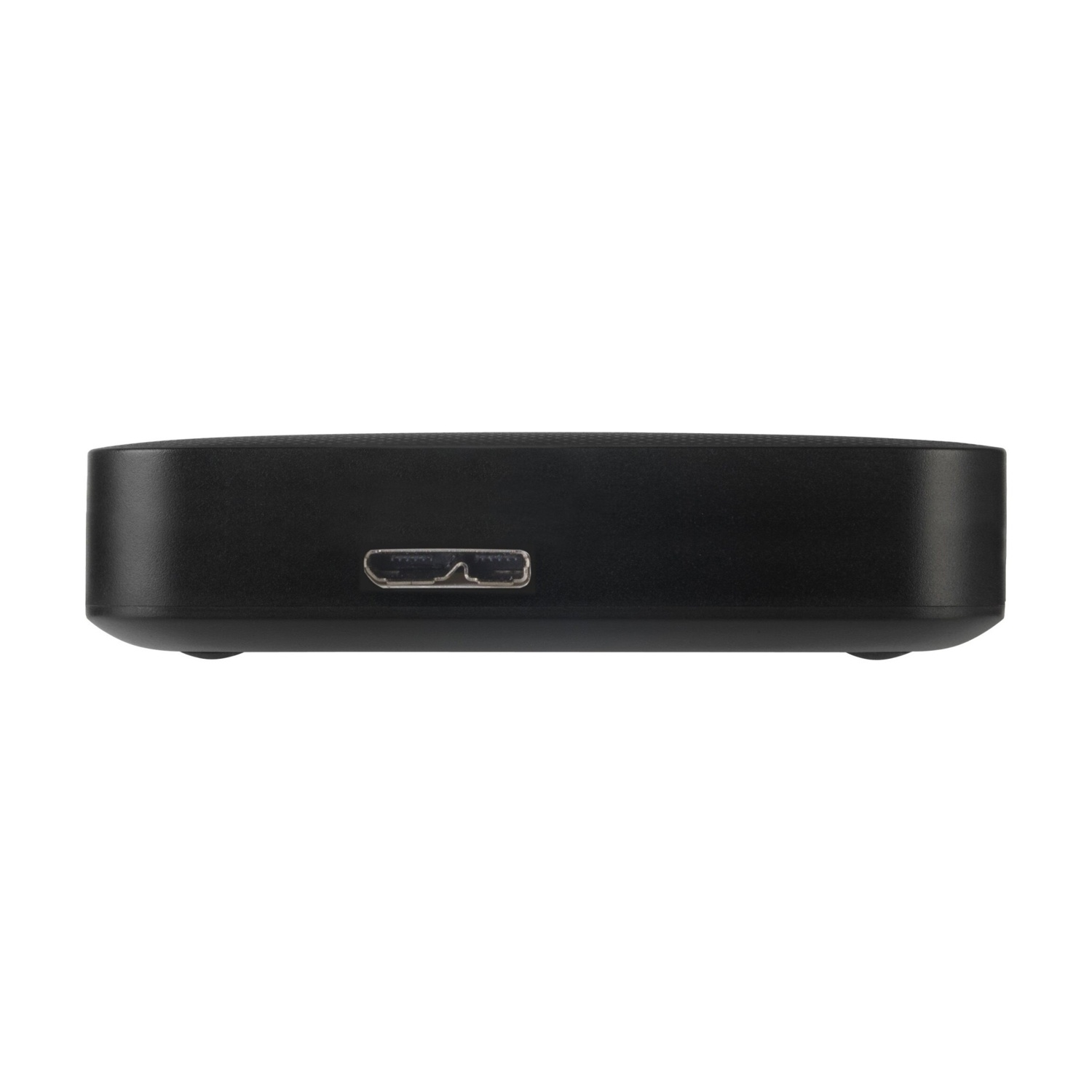 Custodia esterna per disco rigido nera con porta USB-C sul davanti.