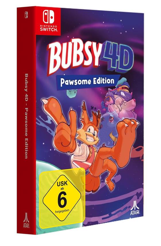 Bubsy 4D Pawsome Edition Nintendo Switch Hülle mit Bubsy der Katze und USK 6 Siegel.