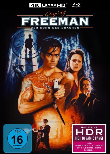 Poster für "Crying Freeman": Mann mit Drachentattoo, Frau, Mann mit Zigarette, FSK 16.