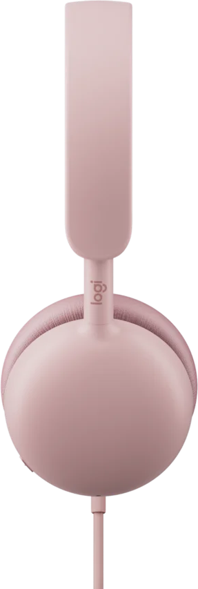 Egy rózsaszín fejhallgató Logitech logóval a fejpánton.