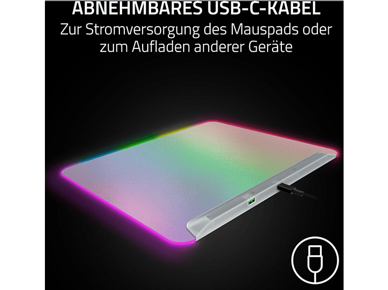 Razer Firefly V2 Pro - Fully Illuminated RGB Gaming Mousepad, Phantom White — Foto 5 von 5