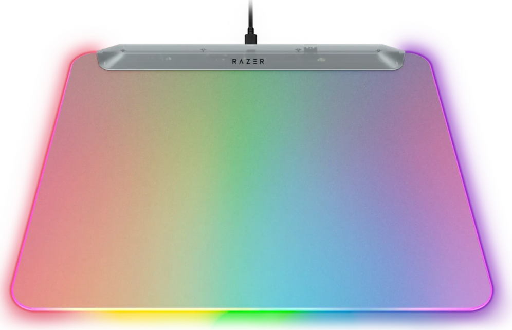 Razer Mauspad mit RGB-Beleuchtung und Ladefläche.