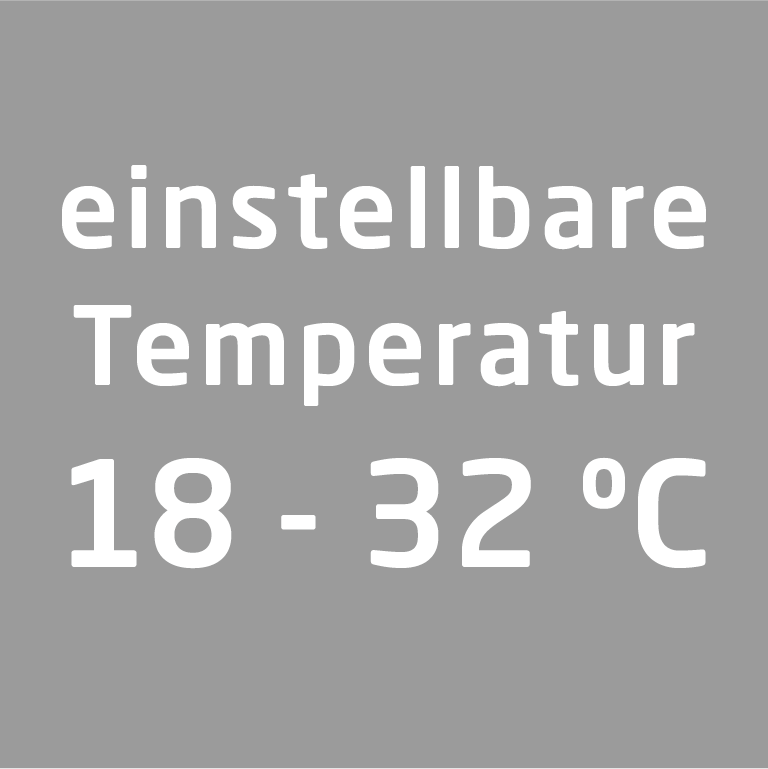 Regulowana temperatura 18-32 stopni Celsjusza.