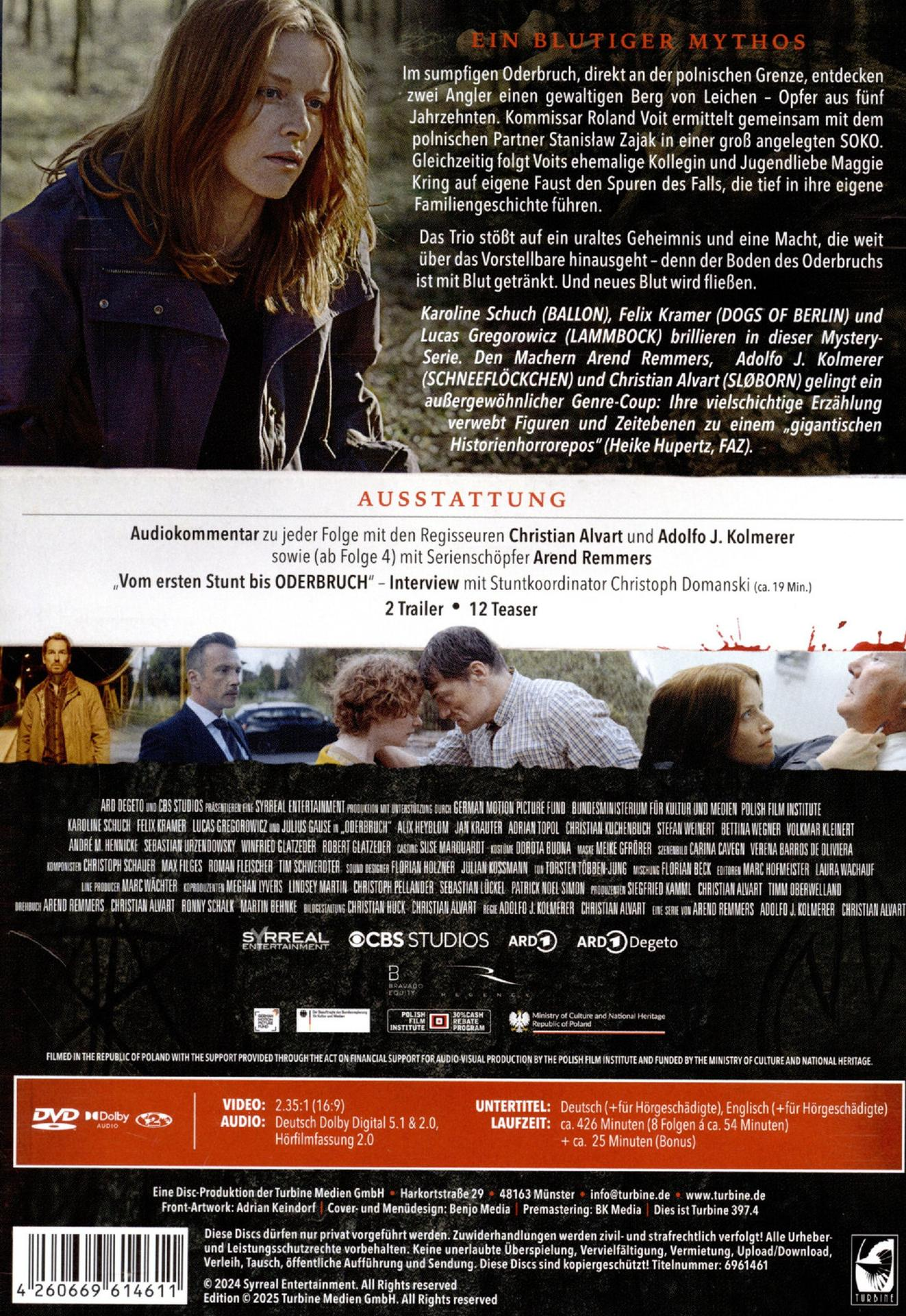 DVD-Cover mit Schauspielern, Filmtitel 'Ein blutiger Mythos' und Produktionsdetails.