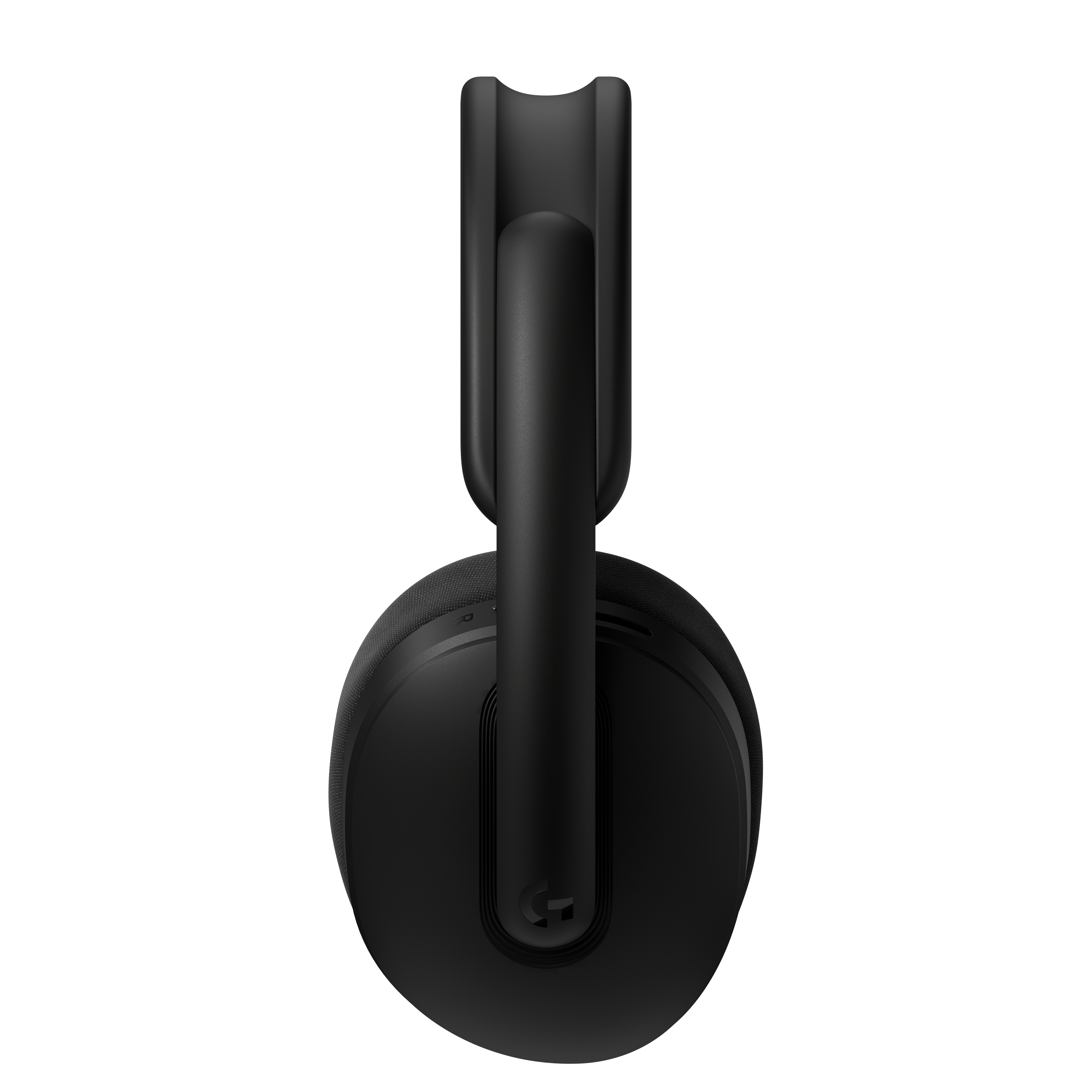 Auriculares negros con logo Logitech y diadema acolchada, sobre fondo blanco.