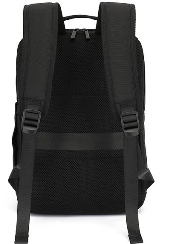 Widok z tyłu czarnego plecaka z wyściełanymi paskami i siateczką.