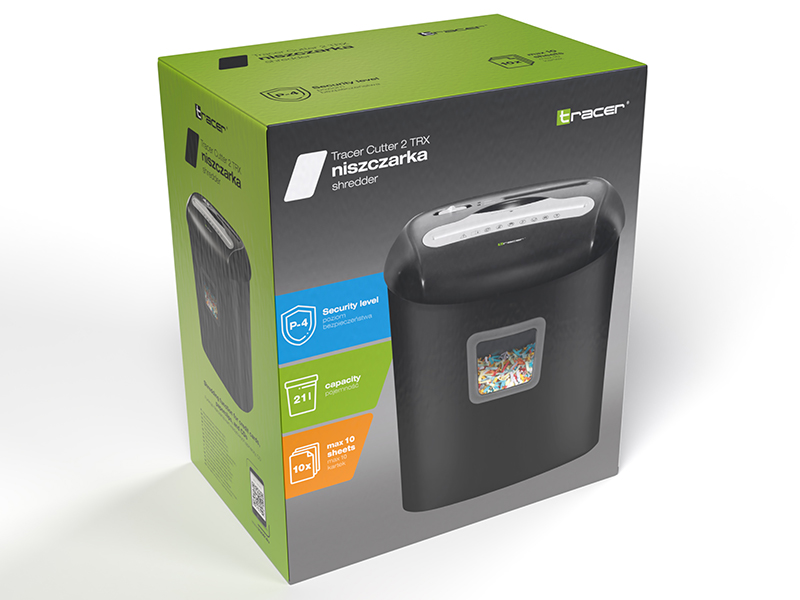 Pudełko czarnej niszczarki z poziomem bezpieczeństwa P-4, pojemność 21L.