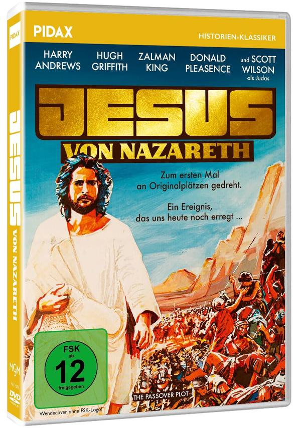 Filmcover von Jesus von Nazareth mit Jesus im Vordergrund und einer Menge im Hintergrund.