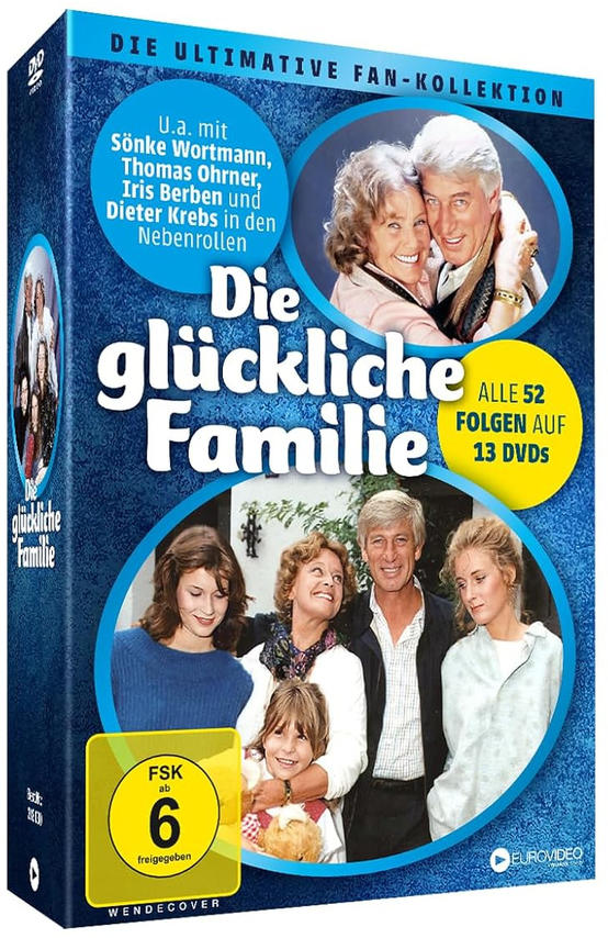 DVD-Hülle mit dem Titel 'Die glückliche Familie' zeigt eine Familie.