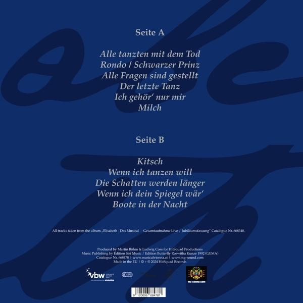 Eine dunkelblaue Hülle mit Songtiteln für Seite A und Seite B.