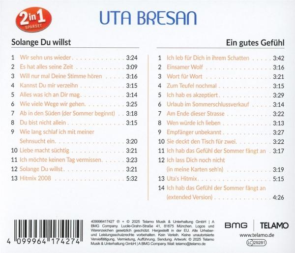 Rückseite eines Albums mit zwei Songlisten, Titeln und Laufzeiten.