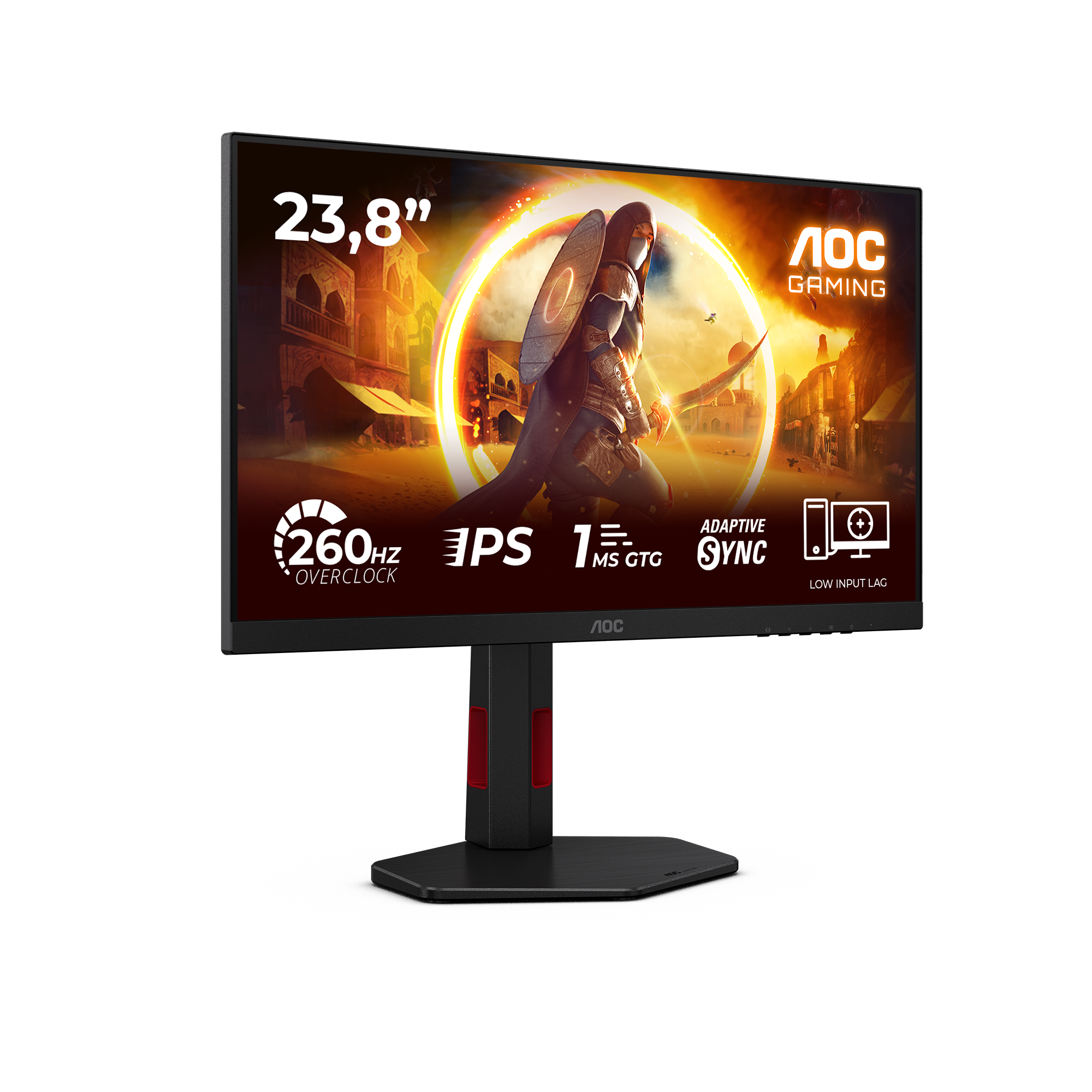 AOC 23,8 Zoll Gaming Monitor mit 260Hz, 1ms GTG, Adaptive Sync und Low Input Lag.