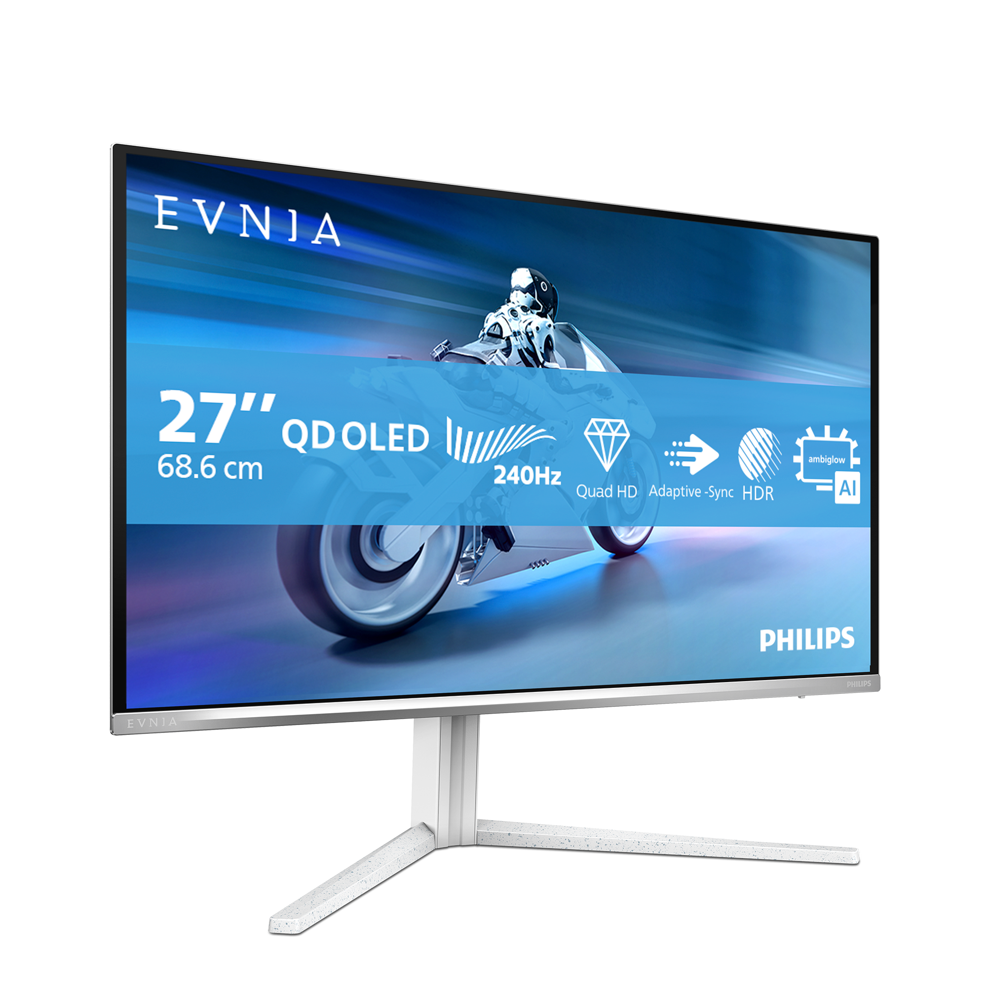 Ein 27-Zoll-Monitor mit QD OLED, 240 Hz, Quad HD, Adaptive-Sync und HDR.