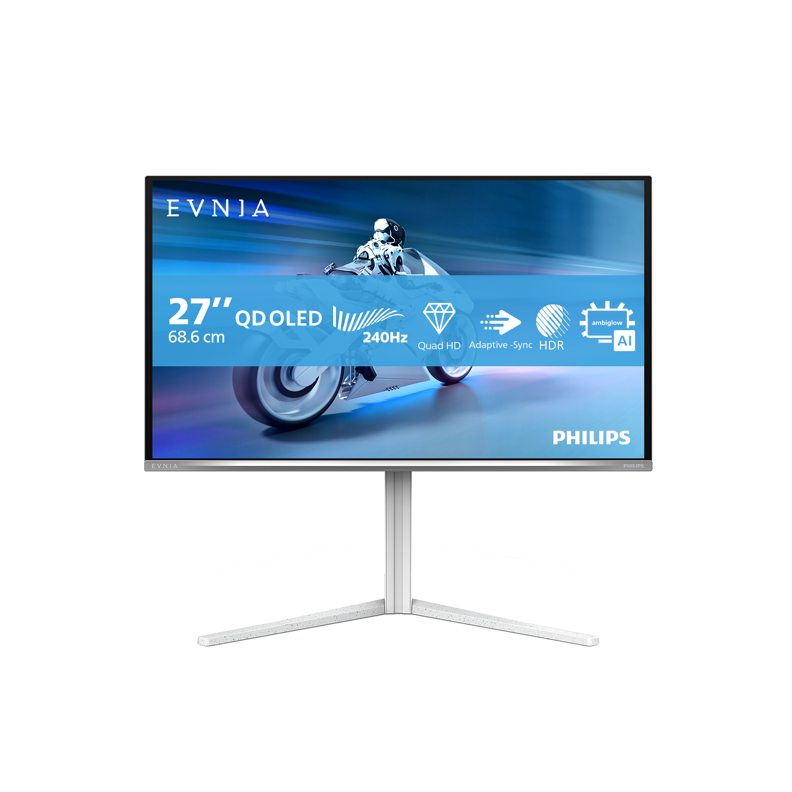 Ein 27-Zoll-QD-OLED-Monitor mit 240Hz, Quad HD, Adaptive-Sync und HDR.