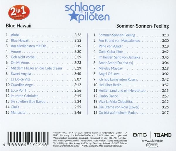 CD-Cover mit Trackliste für 'Blue Hawaii' und 'Sommer-Sonnen-Feeling'.
