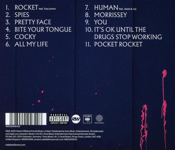 Rückseite eines Albums mit Songliste und Altersfreigabe-Hinweis.