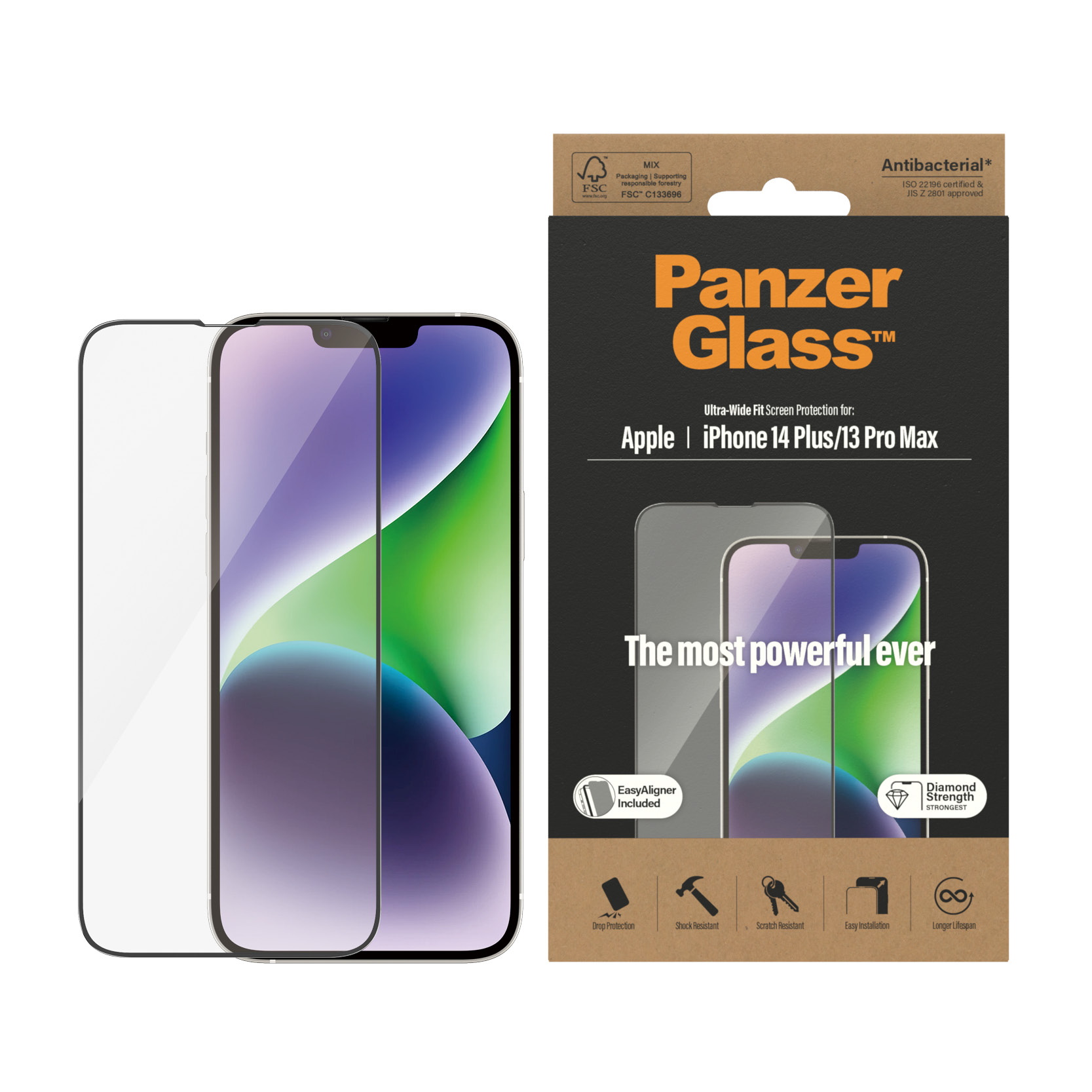 Folia ochronna PanzerGlass na ekran do iPhone 14 Plus/13 Pro Max z ramką.
