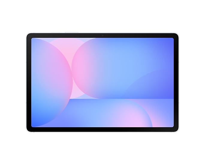 Nowoczesny tablet z kolorowym, abstrakcyjnym tłem na ekranie.