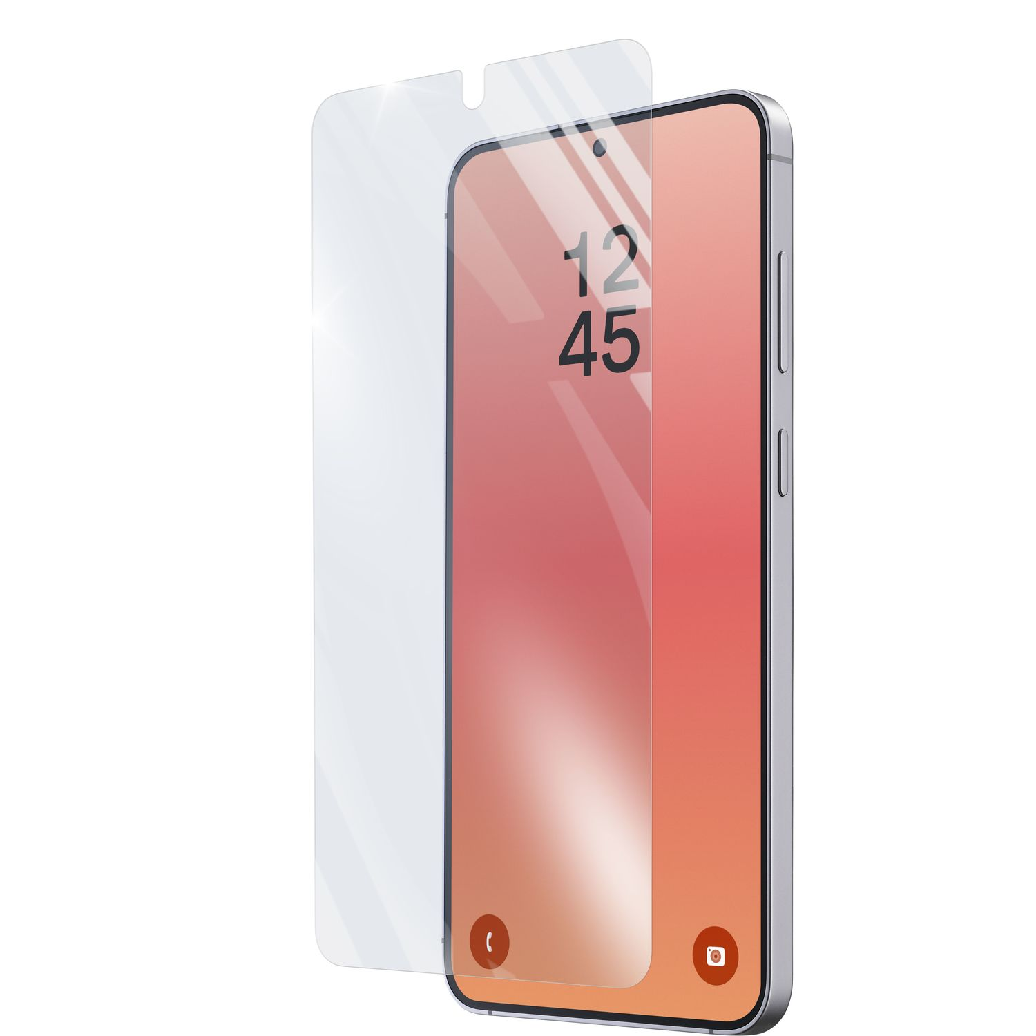 Ein Smartphone mit einer Displayschutzfolie, die darauf liegt.