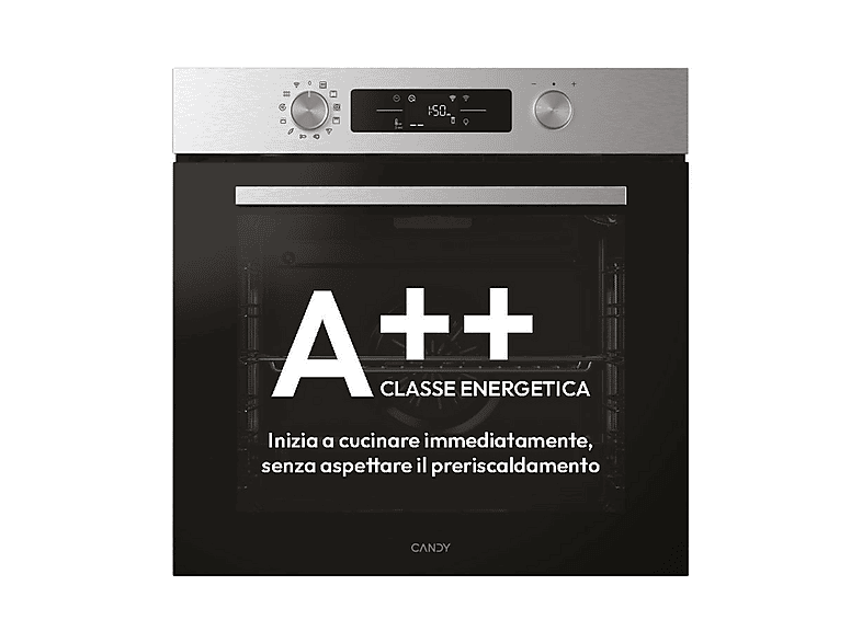 CANDY CA6 N5B3EHTX FORNO INCASSO Capacità 78 l, dimensoni: L 55 cm - A 57,5 P 54,8 cm, Stainless Steel, classe A++