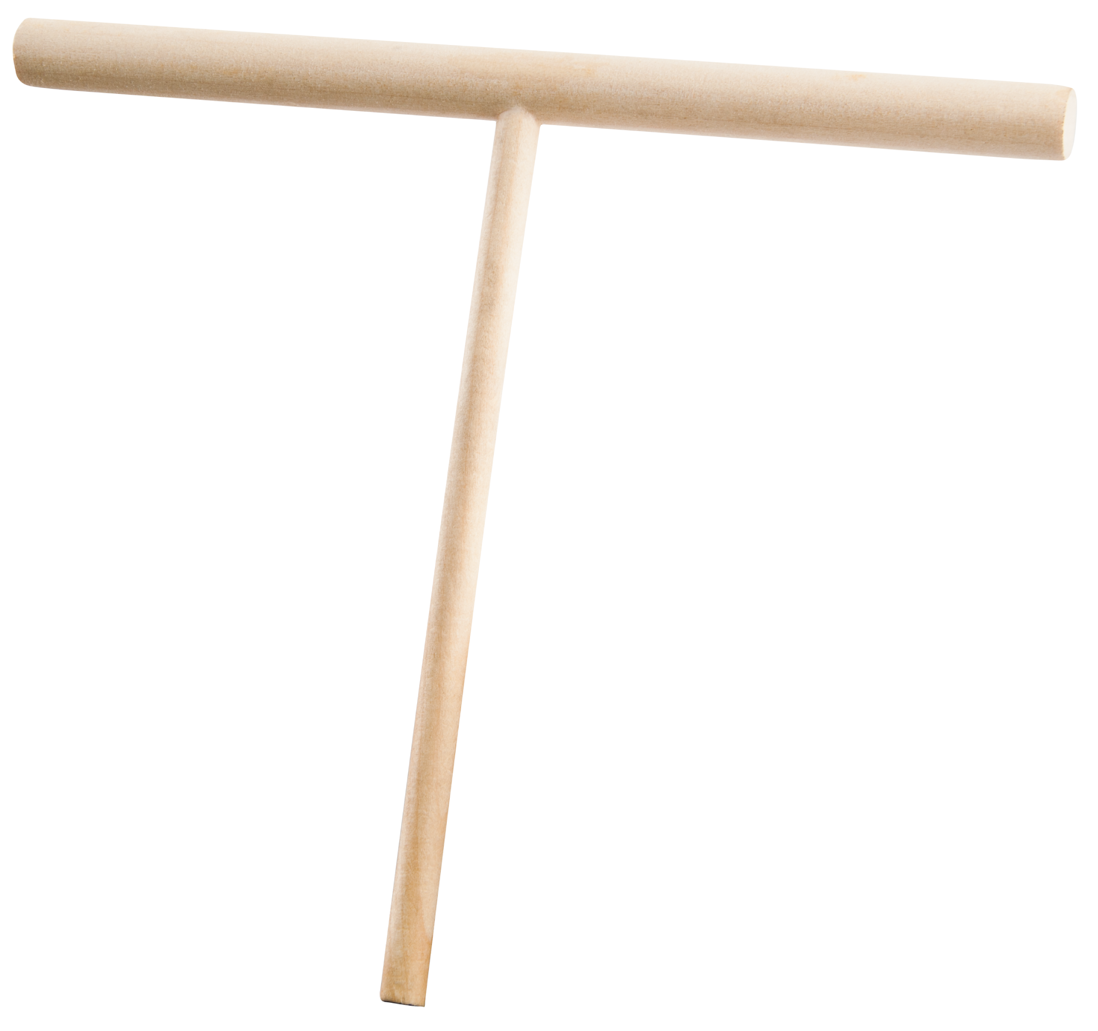 Drewniany rozprowadzacz do naleśników z rączką i poprzecznym ramieniem.