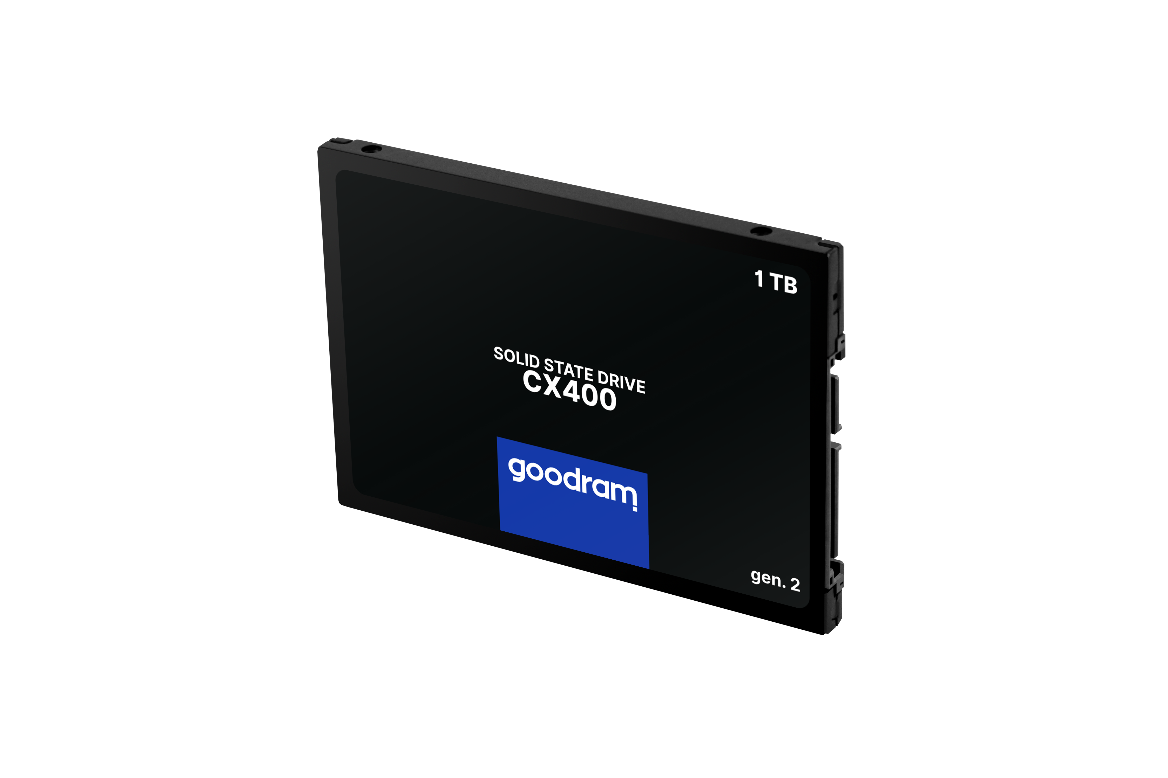 Czarny dysk SSD Goodram CX400 1 TB z napisem "gen. 2".