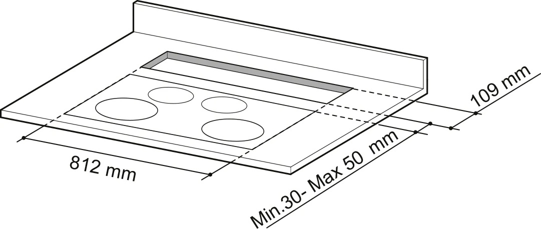 Płyta grzewcza z czterema strefami i zintegrowanym okapem.