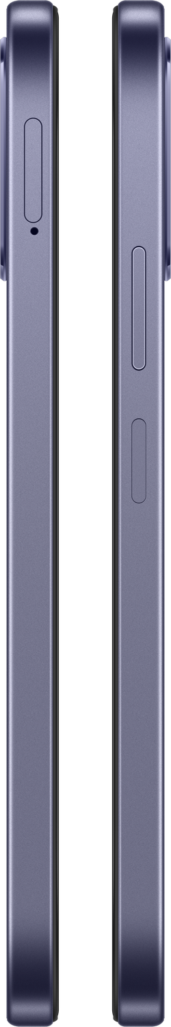 Primer plano del lateral de un smartphone morado con botones.