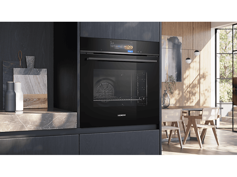 SIEMENS Backofen iQ700 "HB778G9B1" mit Teleskopauszug nachrüstbar Exzellente Ergebnisse: mit Gerichterkennung+Bräunungssensor mit Kamera