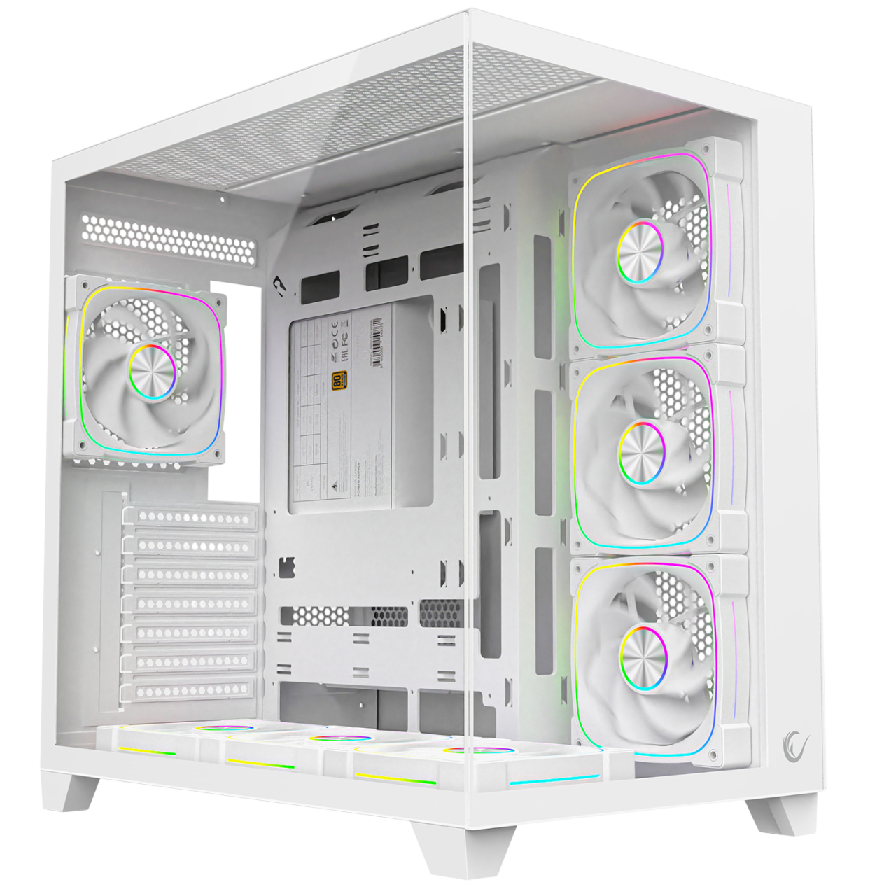 RAMPAGE Sealite 850W PSU Dahil Beyaz RGB Fanlı