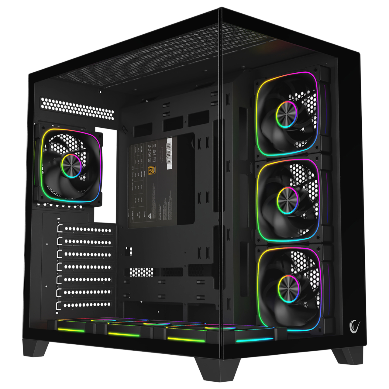 RAMPAGE Sealite 850W PSU Dahil Siyah RGB Fanlı