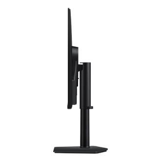Ayarlanabilir kollu ve yuvarlak tabanlı siyah monitör standı.