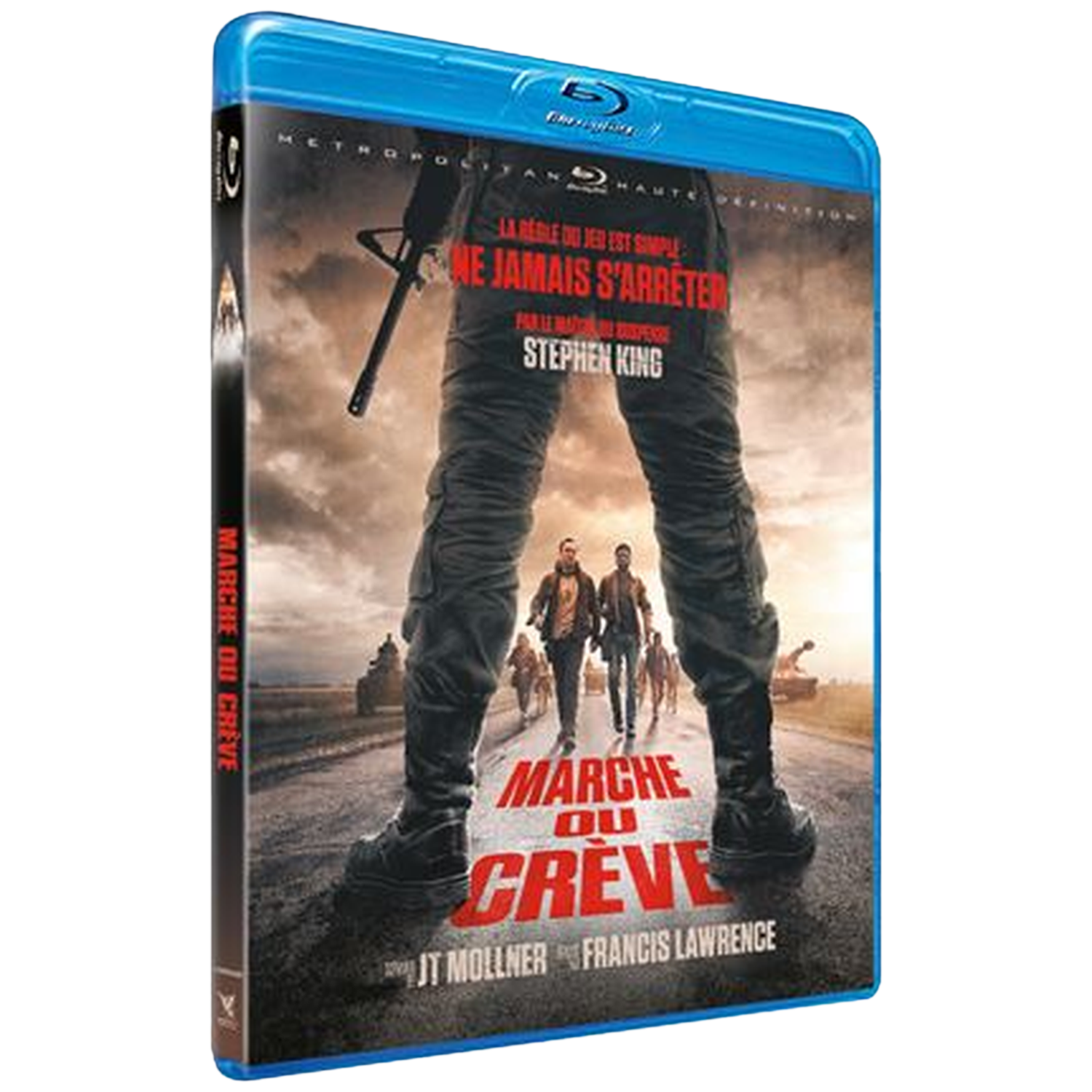 Boîtier Blu-ray de 'The Long Walk' avec des hommes marchant sur une route.