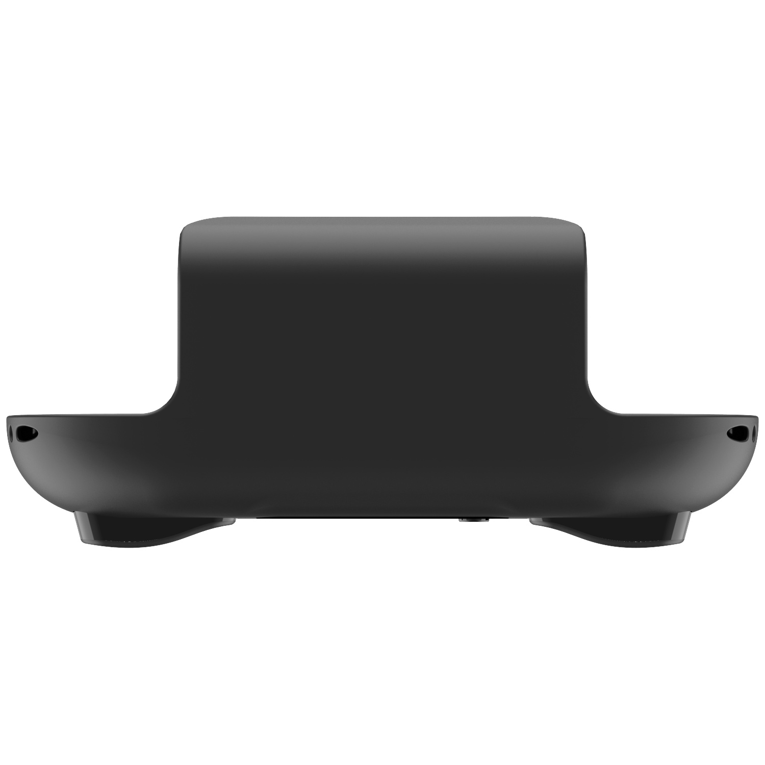 Black curved object with two outlets on each side.