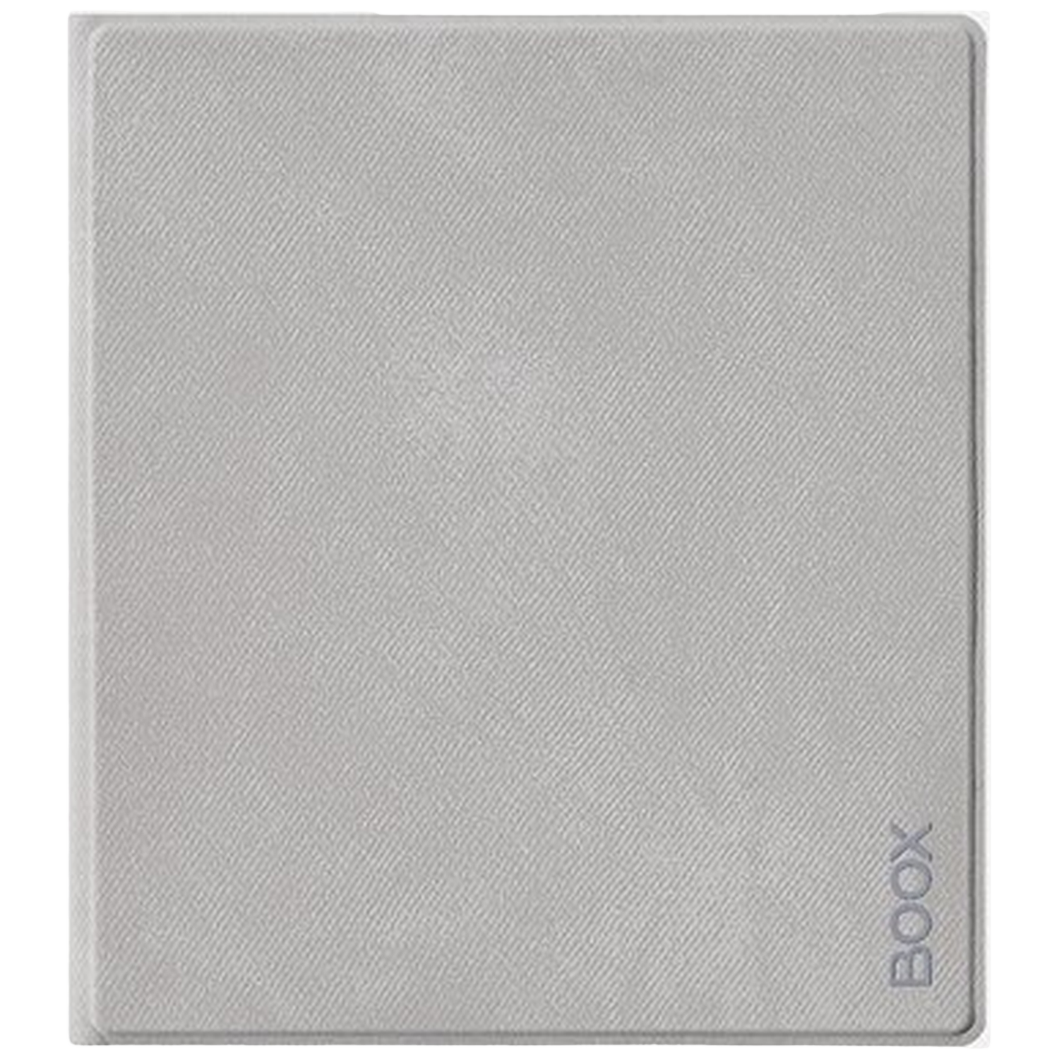 Liseuse grise avec couverture texturée et logo