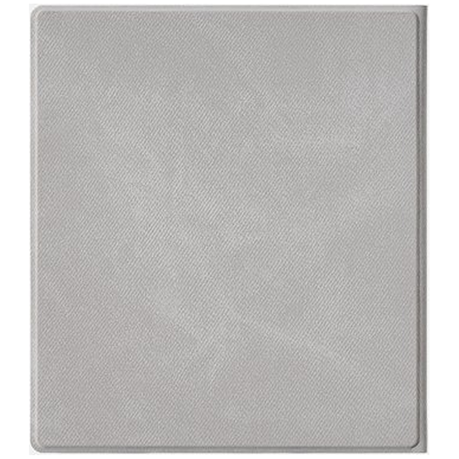 Un dessous de verre carré gris texturé aux coins arrondis.
